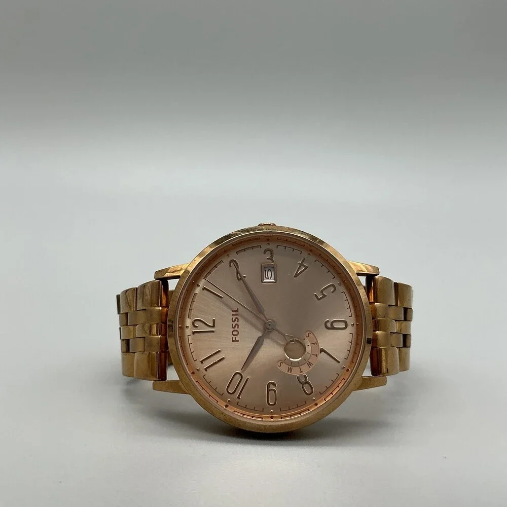 Fossil Muse ES3789 Womens Watch 40mm Rose Gold Tone Bracelet Date New Battery 6